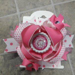 Pink White Sparkly Boutique Character Bottlecap Girls Hair Bow Accessories